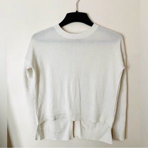 Athleta Cream Cotton Lyocell silk High low Women's Crew Neck Sweater